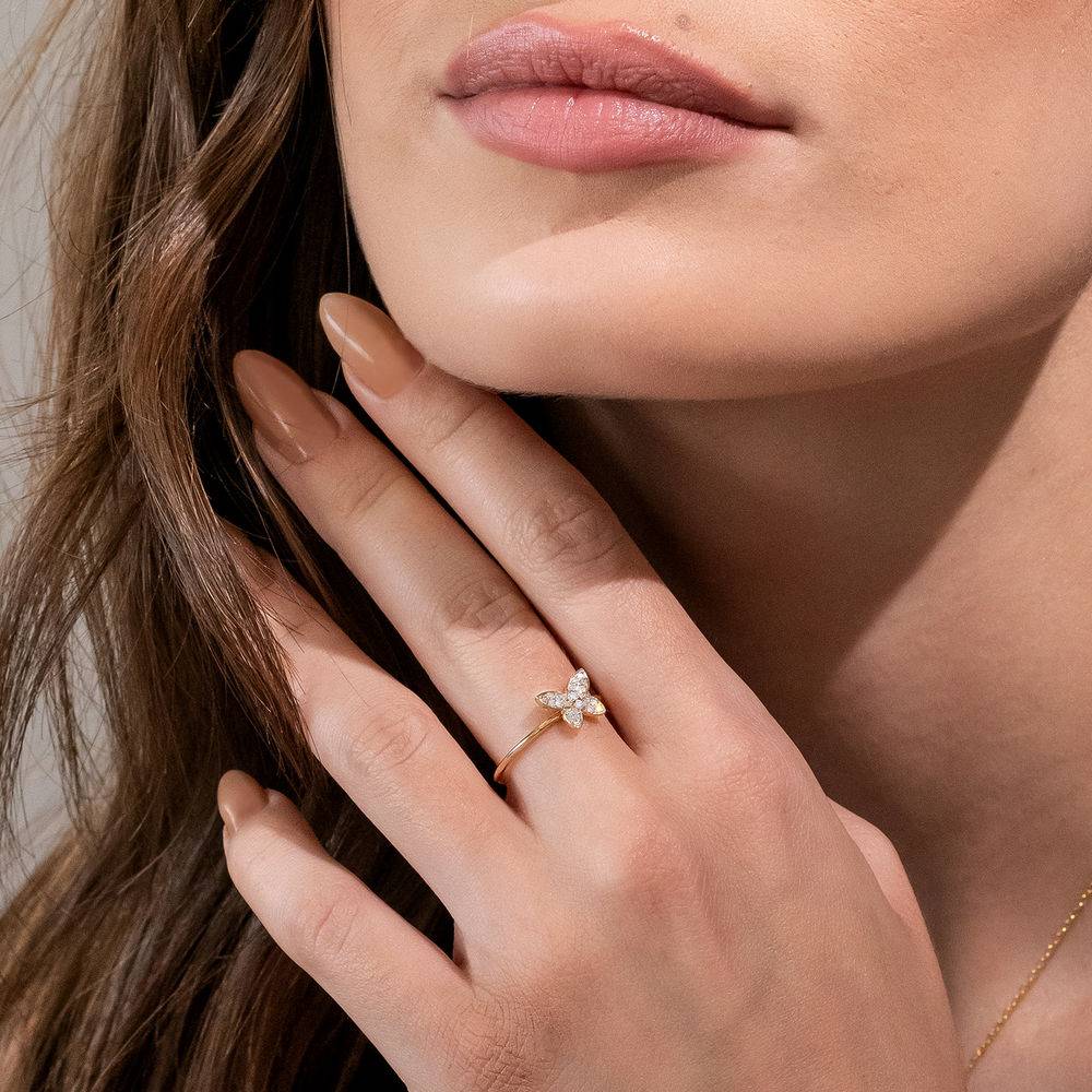 FREE Gift - Aurora Diamond Butterfly Ring - 10K Yellow Gold-4 product photo