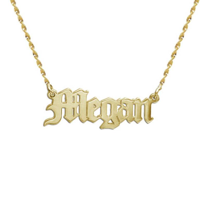 Link Chain Name Necklace with Diamond - Gold Vermeil-1 product photo