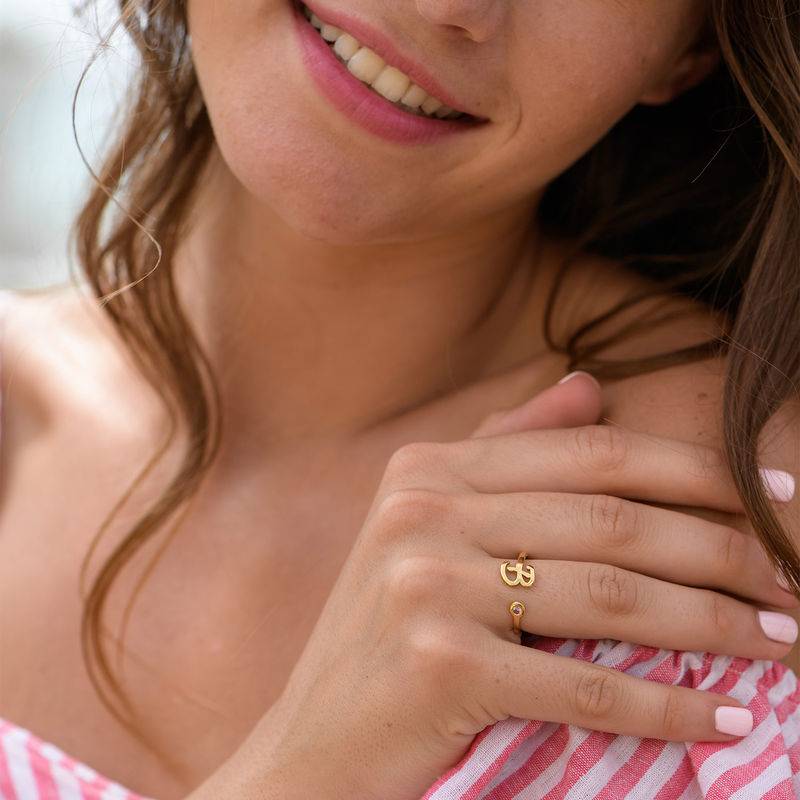 Wavy Ring with Diamonds - Gold Vermeil-1 product photo