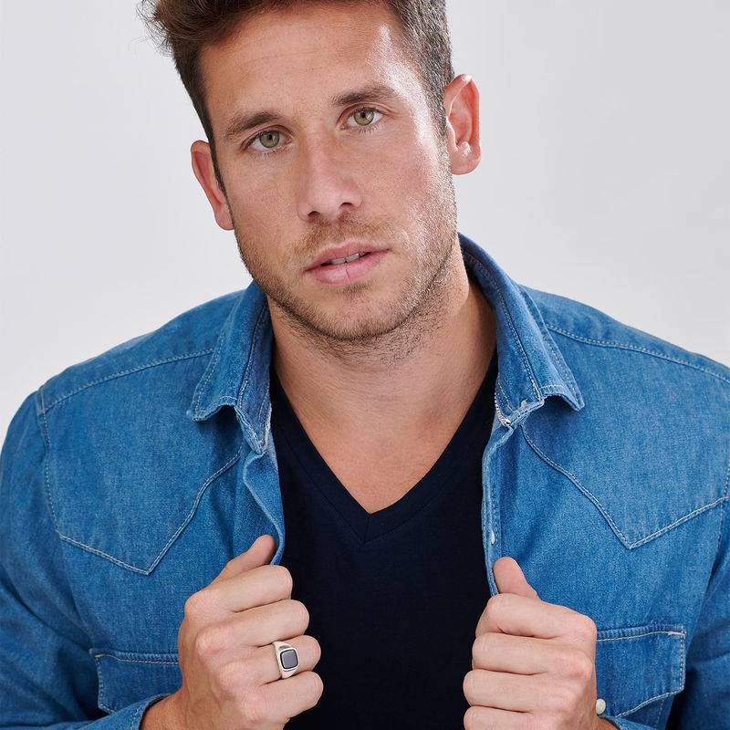 Black Moon Signet Ring - Sterling Silver-4 product photo