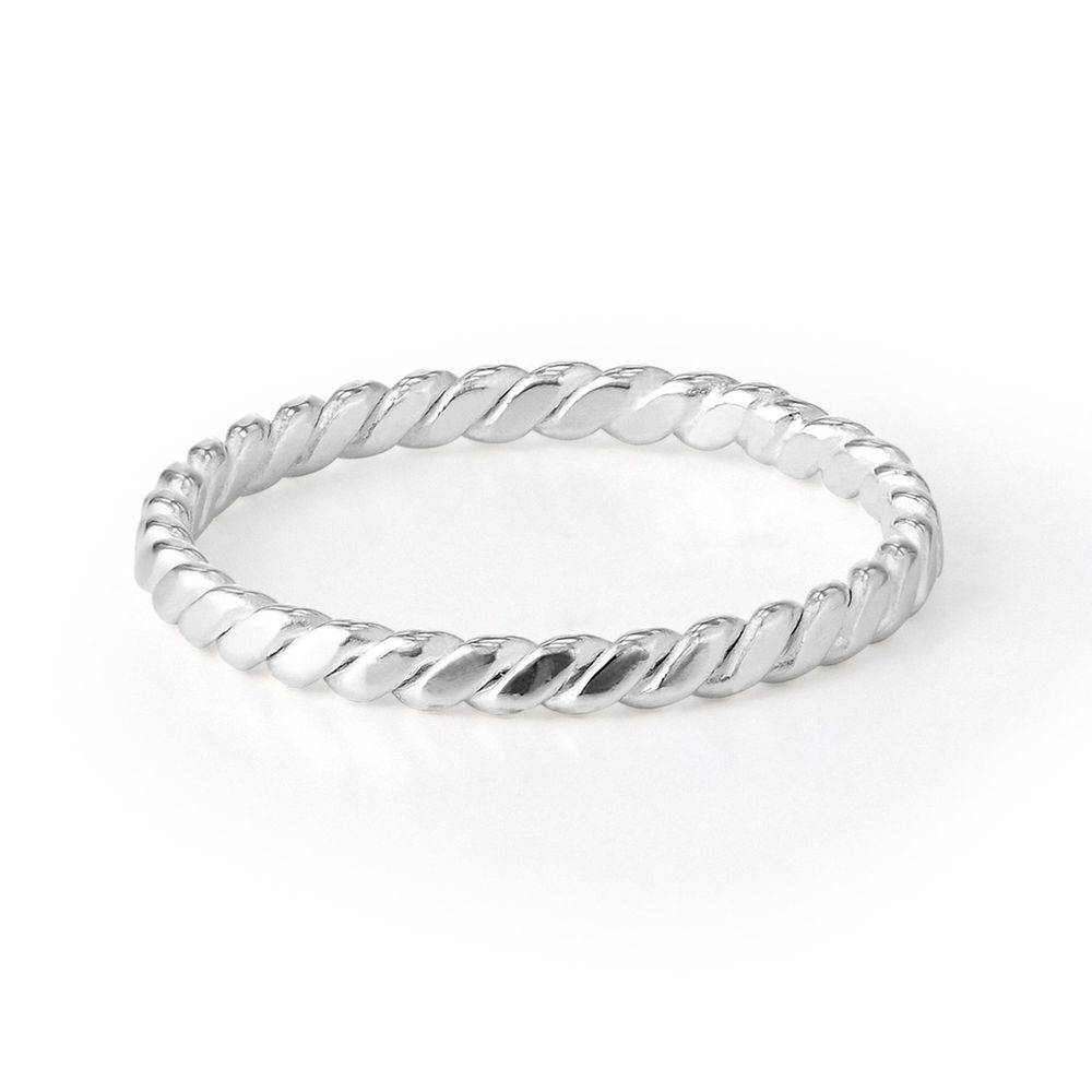 Braided Stackable Ring Band - Sterling Silver-1 product photo