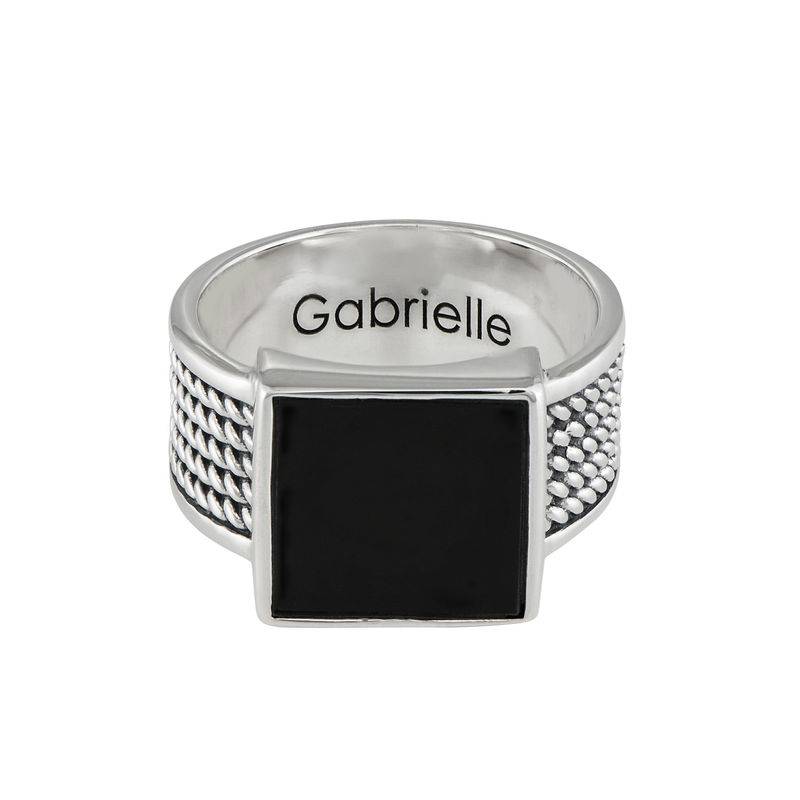 Damon Square Name Ring - Silver-2 product photo