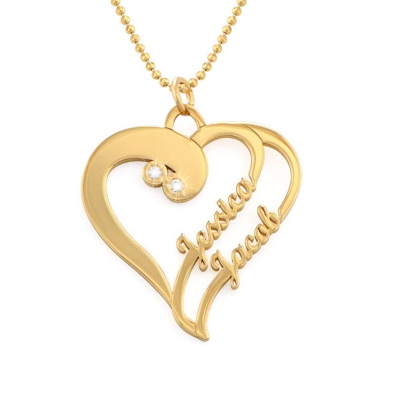 Seeing Double Initials Necklace with Diamond - 10K White Solid Gold-1 product photo